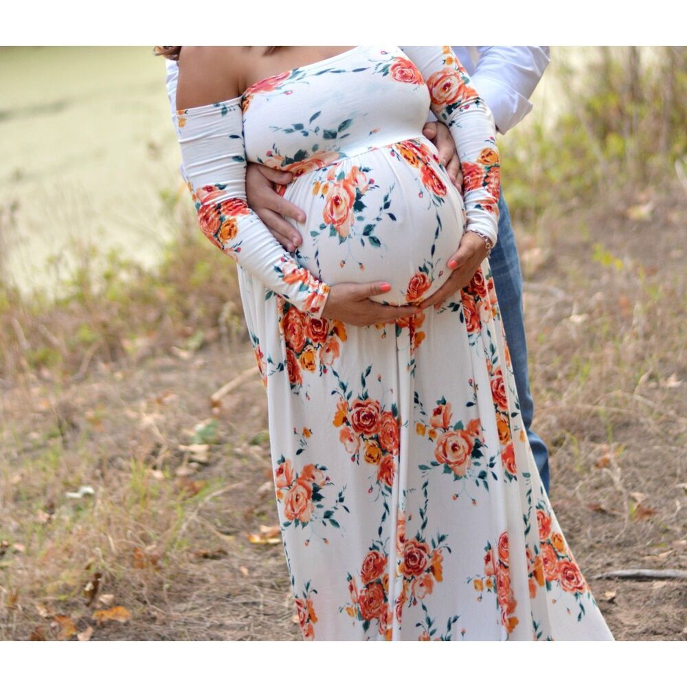 Maternity Photoshoot Baby Shower Gown, One Size